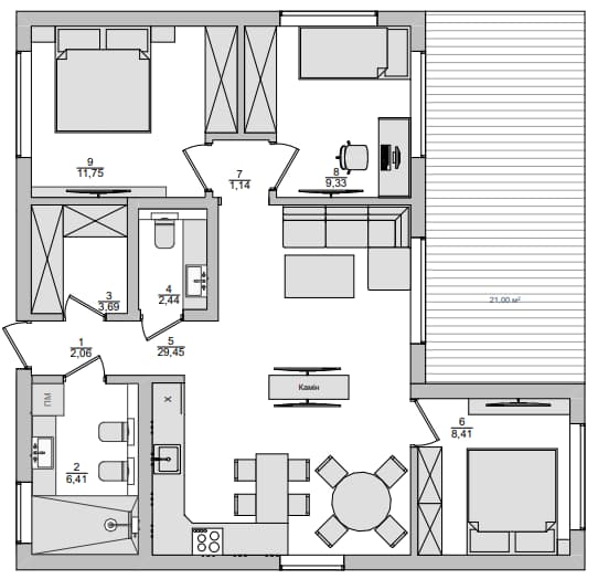 Modüler Ev - 2 92 metrekare plan görseli